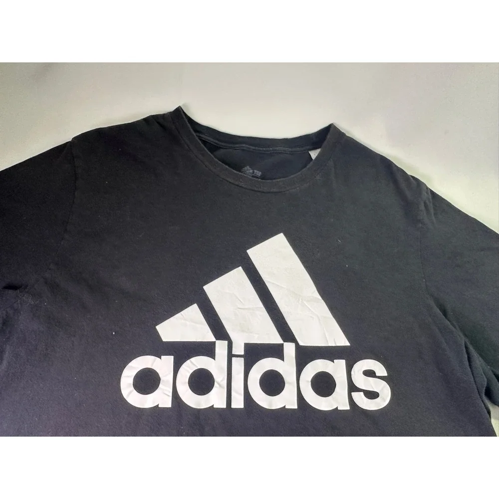 Adidas Amplifier Tee Mens XL Black White‎ Logo Graphic T-Shirt Stained Flaws